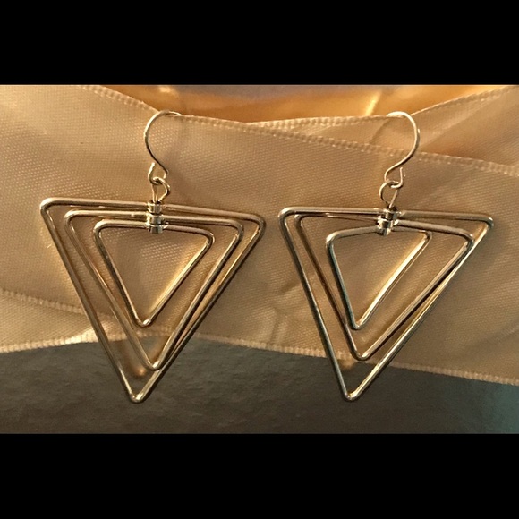 Gold Floating Triangle Earrings W/Gift Bag - Picture 6 of 6